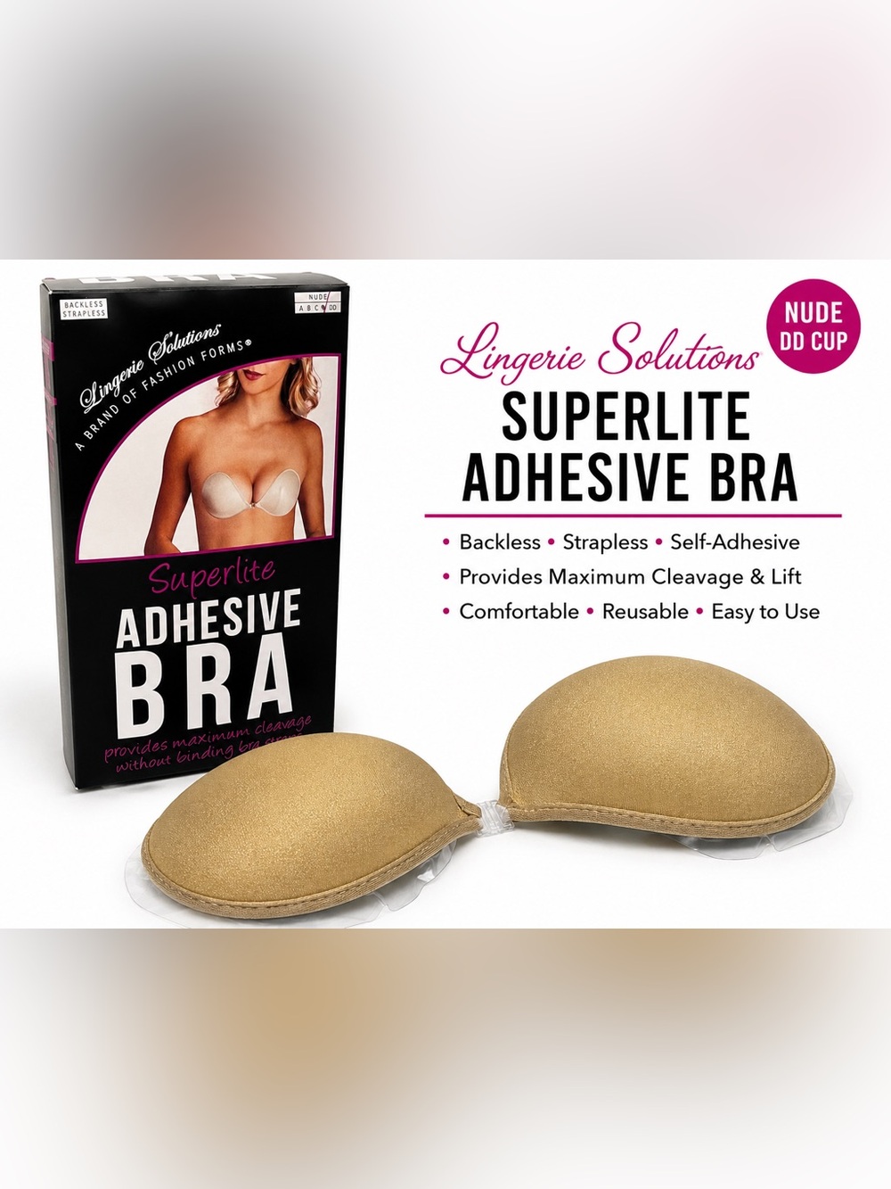 Lingerie Solutions Superlite Adhesive Bra Nude DD New Unused Backless Strapless
